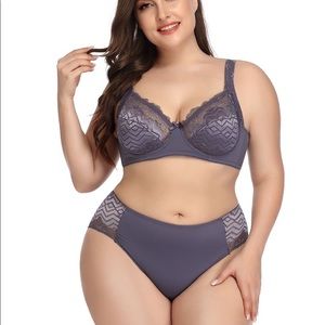 Bra & Panty Set -size 44D /Blue Gray - Underwear 4XL